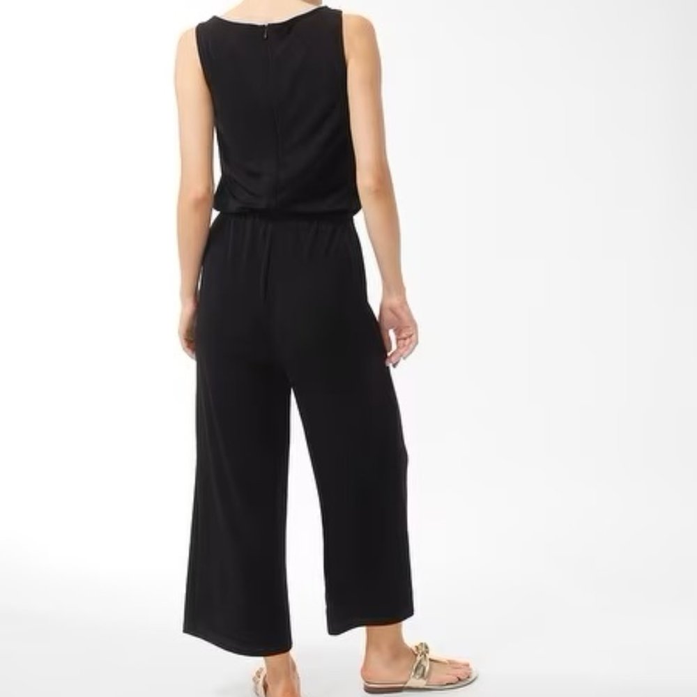 Chico's Taupe Sleeveless Wide-Leg Drawstring Jumpsuit - Picture 3 of 10